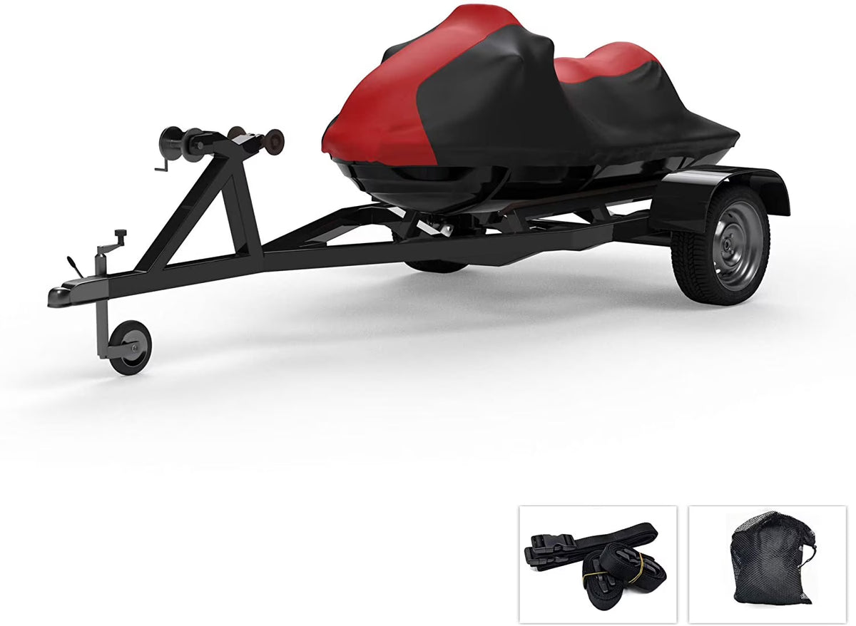 Red/Black Trailerable Jet Ski Cover with Trailer Straps and Storage Bag H933