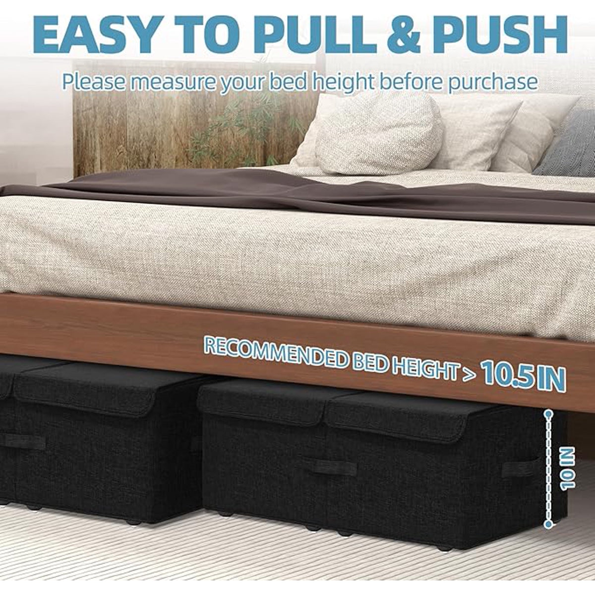 Under Bed Storage Container with Wheels, 2 Pack, Black V31869