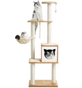 48.6" Wood Cat Tree with Litter Box Enclosure and Scratching Post C155106