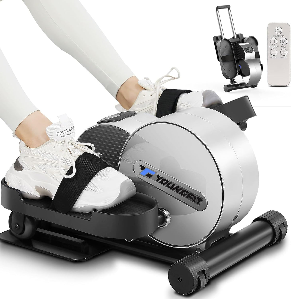 Under Desk Elliptical, Electric Seated Foot Pedal Exerciser with Fitness APP, Mini Elliptical for Home, LCD Display Monitor, Remote Control, Ellipse Leg Exerciser for Seniors