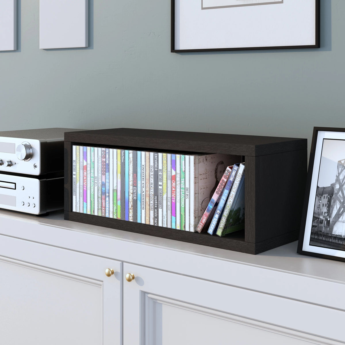 Way Basics Media Storage CD Rack Stackable Organizer - Holds 40 CDs (Black)