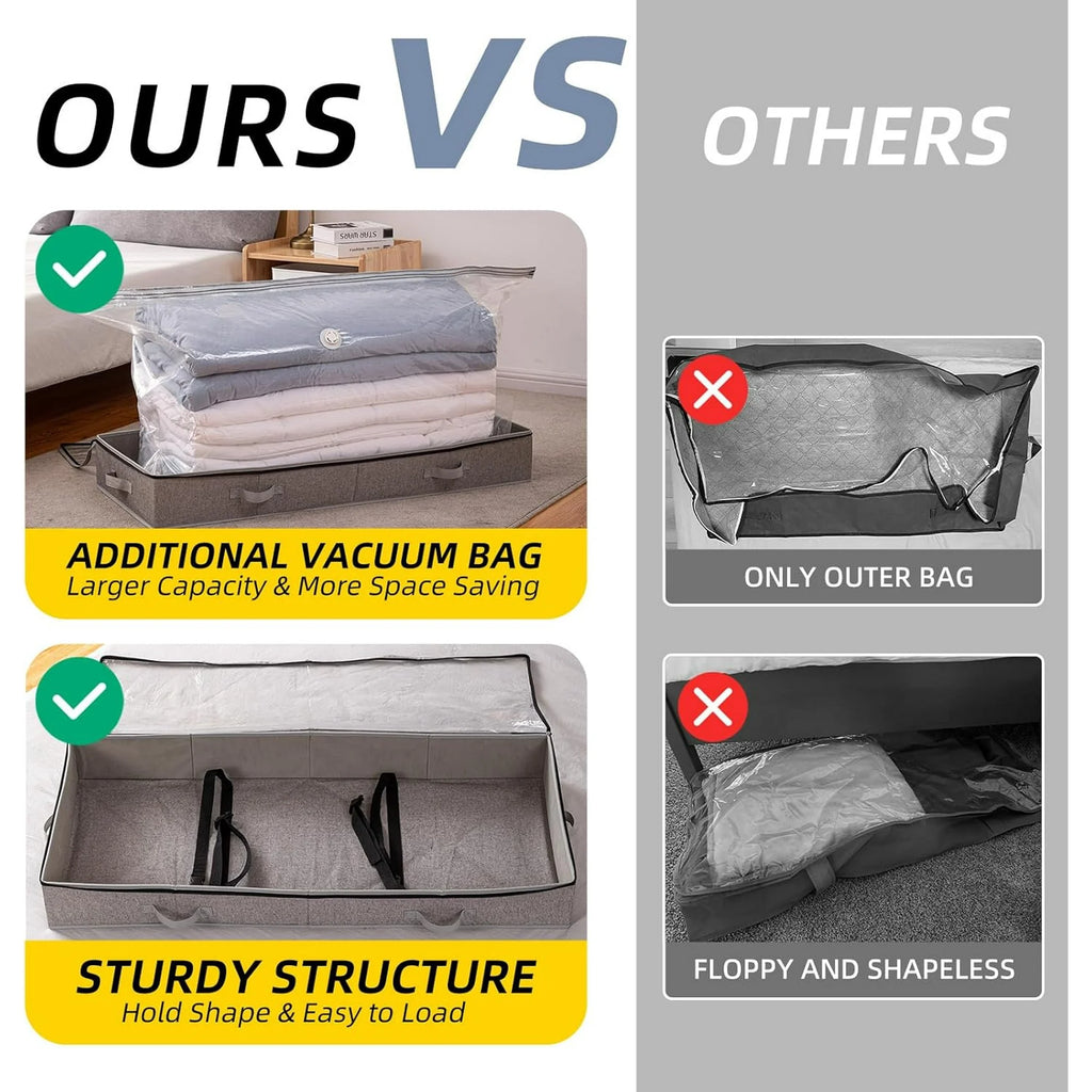 Under Bed Storage Container for Quilts Pillows Blankets, Foldable Large Capacity N668214