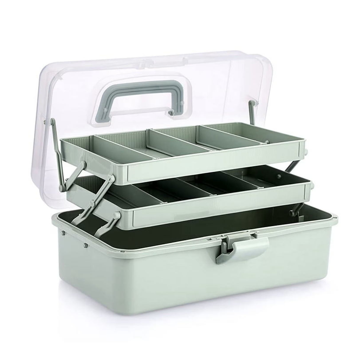 3-Layer Plastic Dividing Storage Box Craft Organizer and with Adjustable Spacers Portable Handled