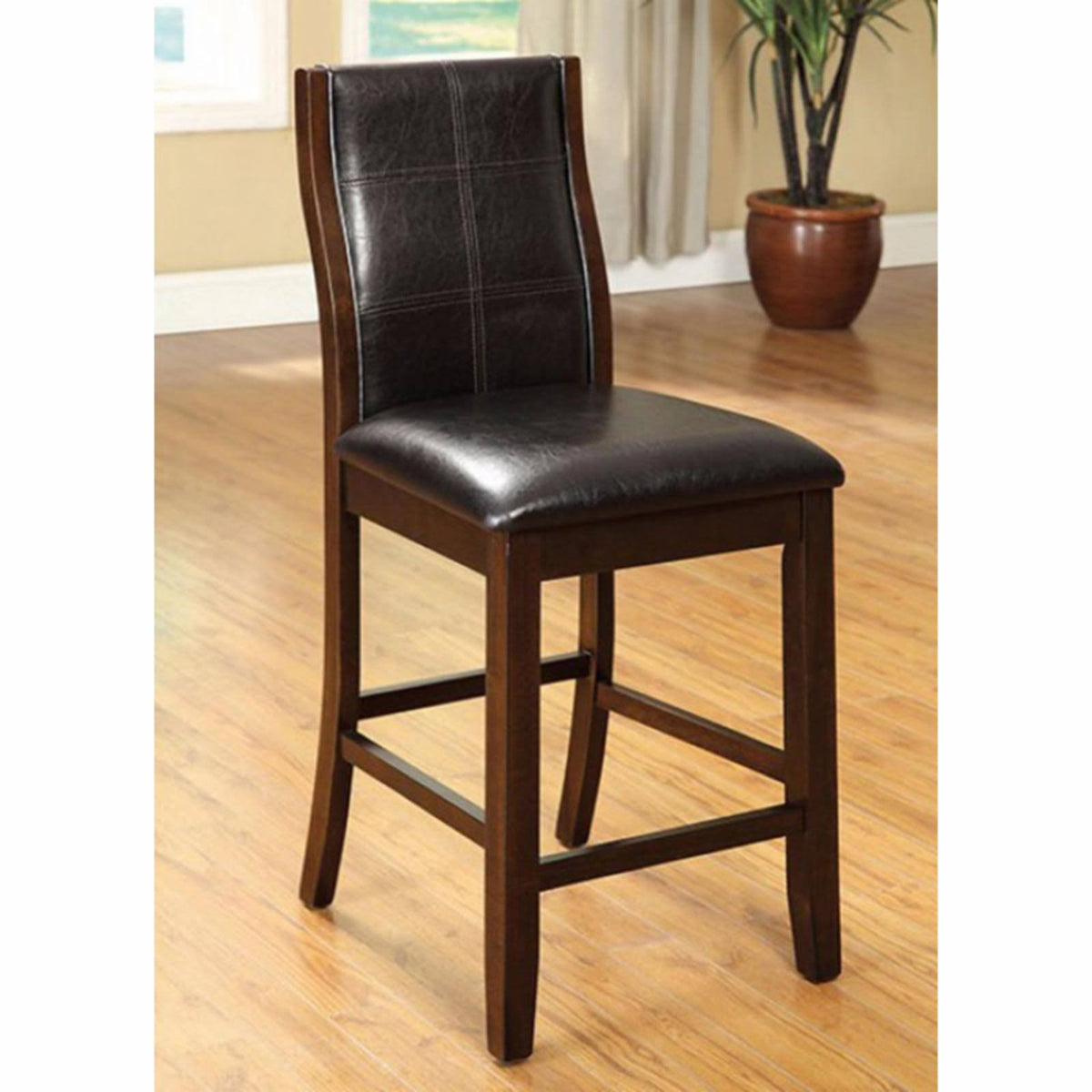 Leatherette Parson Chair Counter Height Chair, Set of 2 N477472