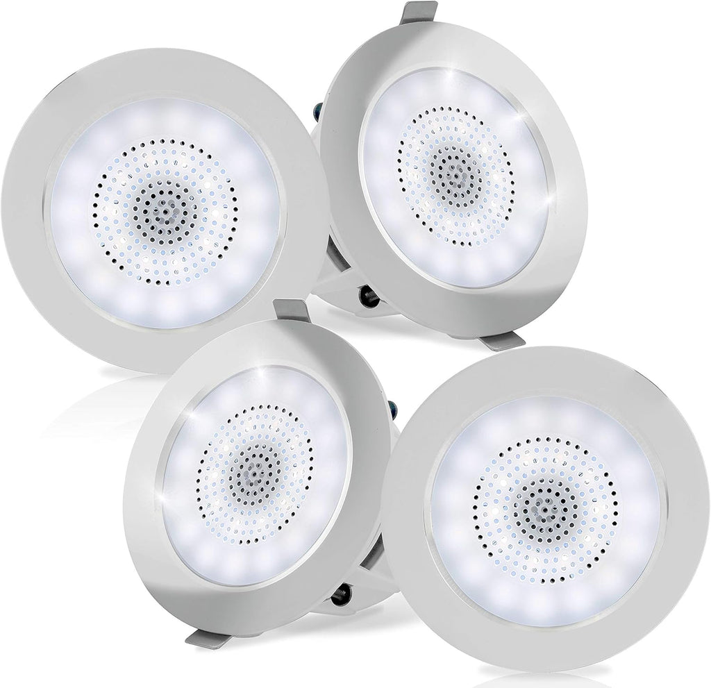 3.5” 2-Way Full Range Bluetooth Ceiling Wall Mount Speakers with LED Light Aluminum Frame Housing Z10075