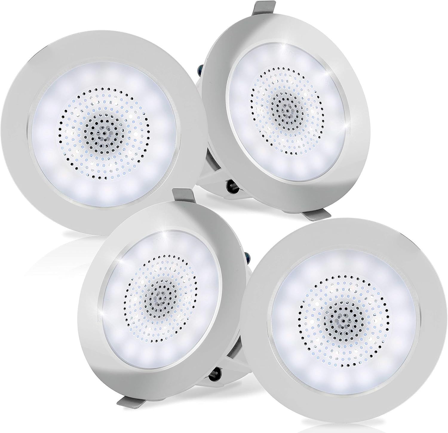 3.5” 2-Way Full Range Bluetooth Ceiling Wall Mount Speakers with LED Light Aluminum Frame Housing Z10075