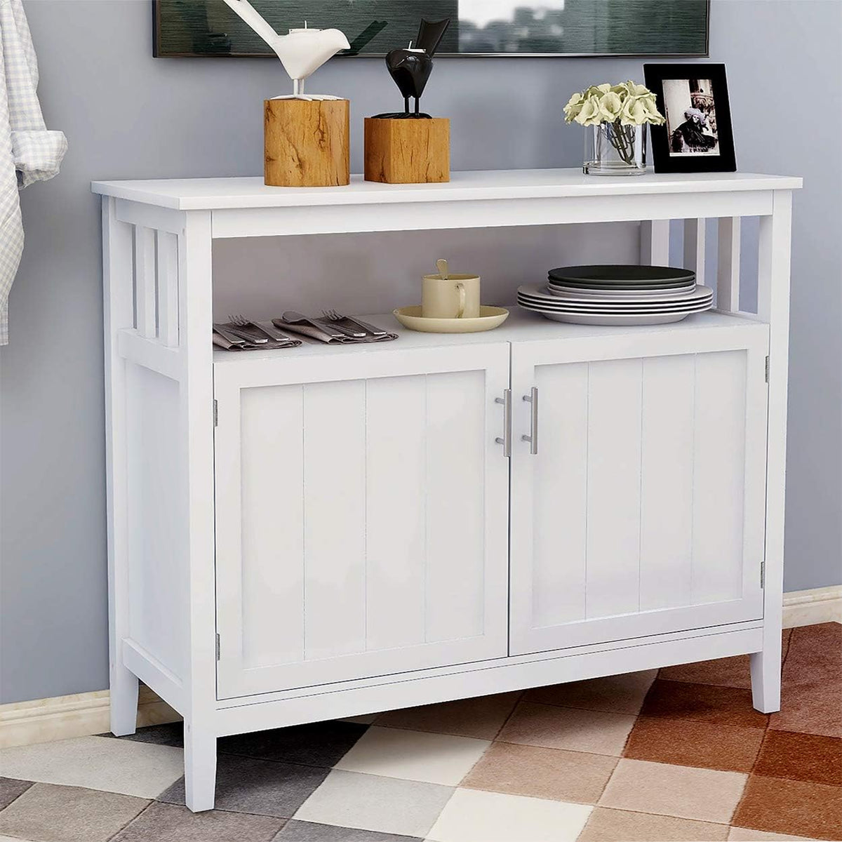 Brown Console Table with Adjustable Middle Shelf D309342