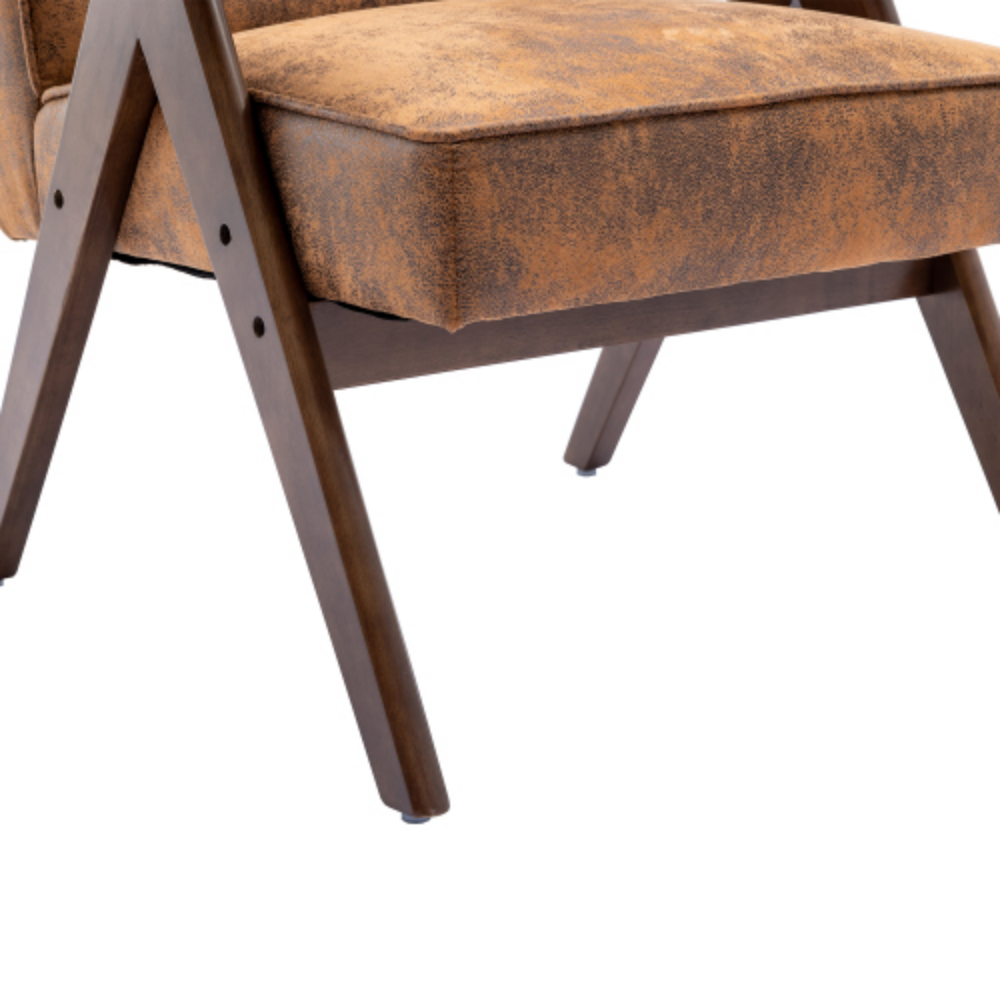 Mid-Century Modern Accent Chair with Solid Wood Armrest and Feet L205