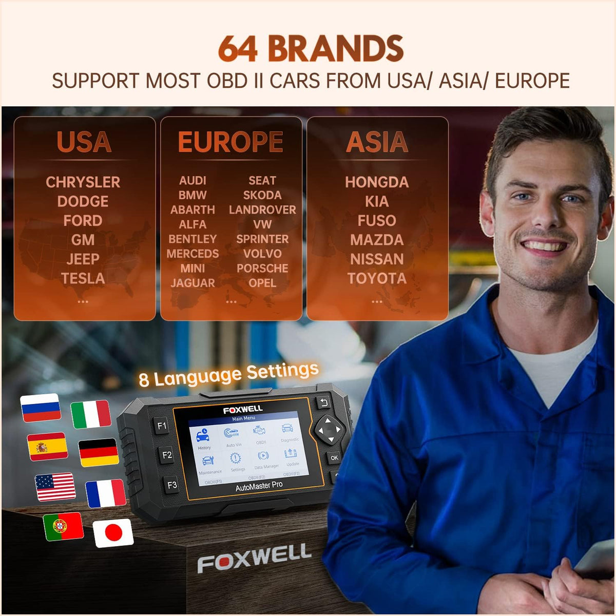 OBD2 Scanner ABS Bleeding Scan Tool All Systems Code Reader S2041
