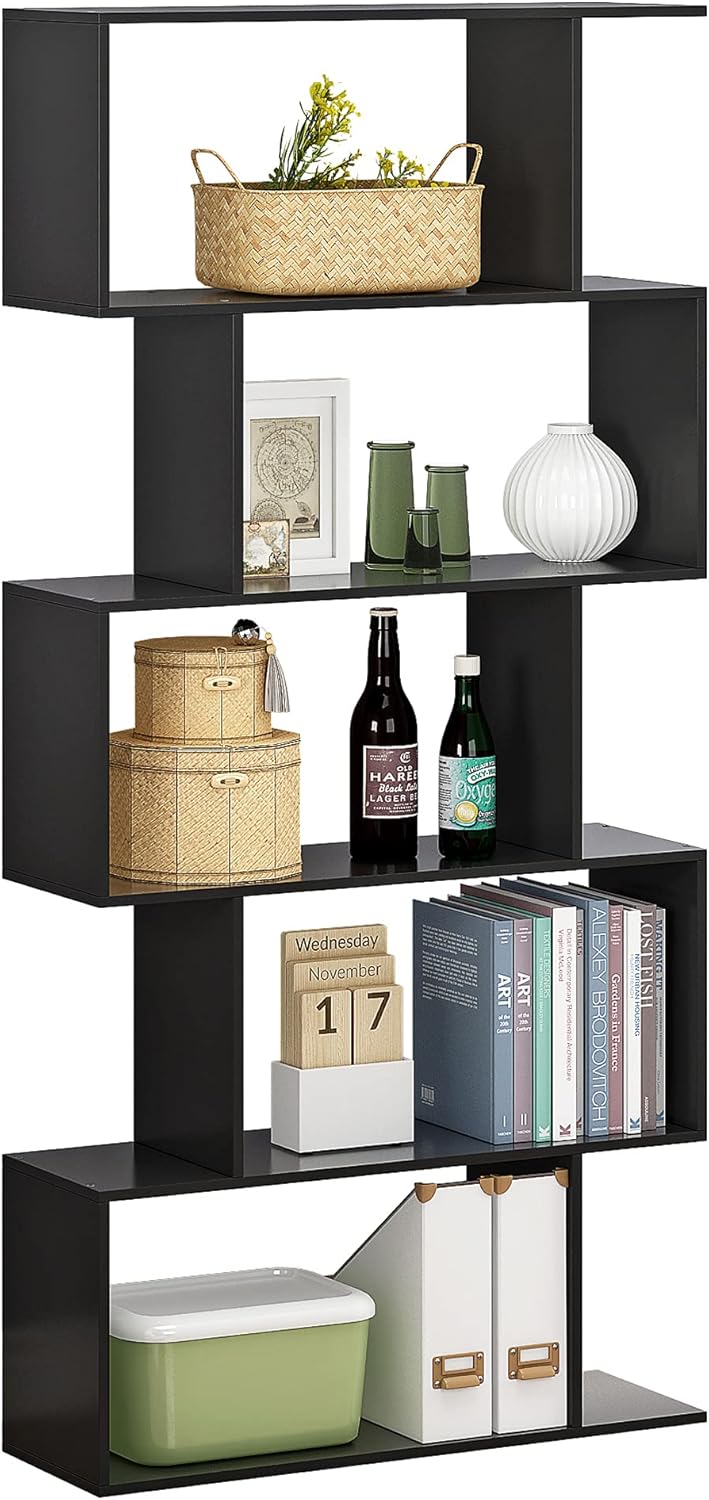 Black 5-Tier Wooden Bookshelf R35537