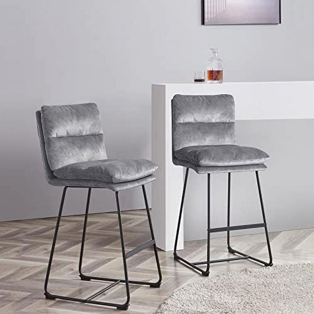 Mid-Century Modern Velvet Barstools Set of 2 M5399