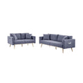 Dark Gray Linen Fabric Sofa Loveseat Set with USB Charging Ports Pockets & Pillows N905530