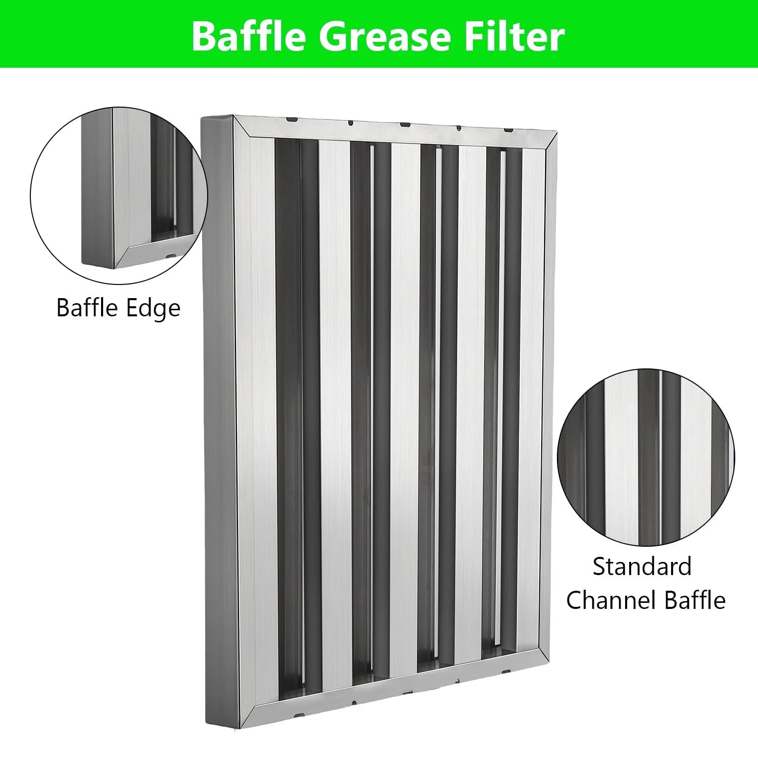 Commercial Hood Filters 19.5W x 24.5H Inch, 430 Stainless Steel, Pack of 6 A46215