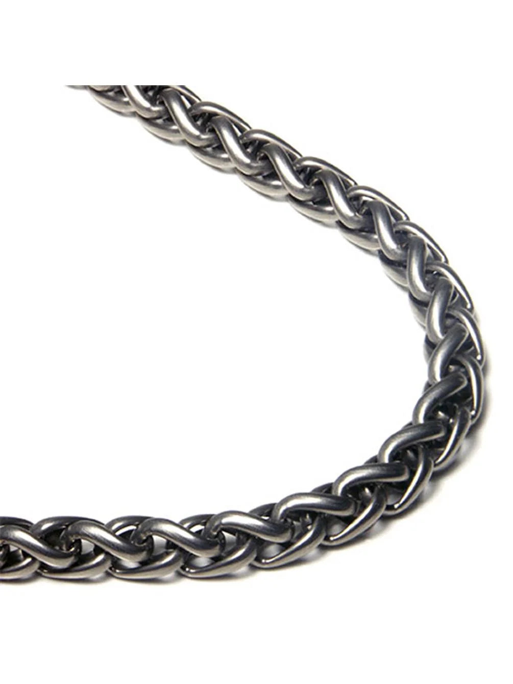 Titanium 7MM Wheat Chain Link Matte Finish Gray Necklace 18" M813018