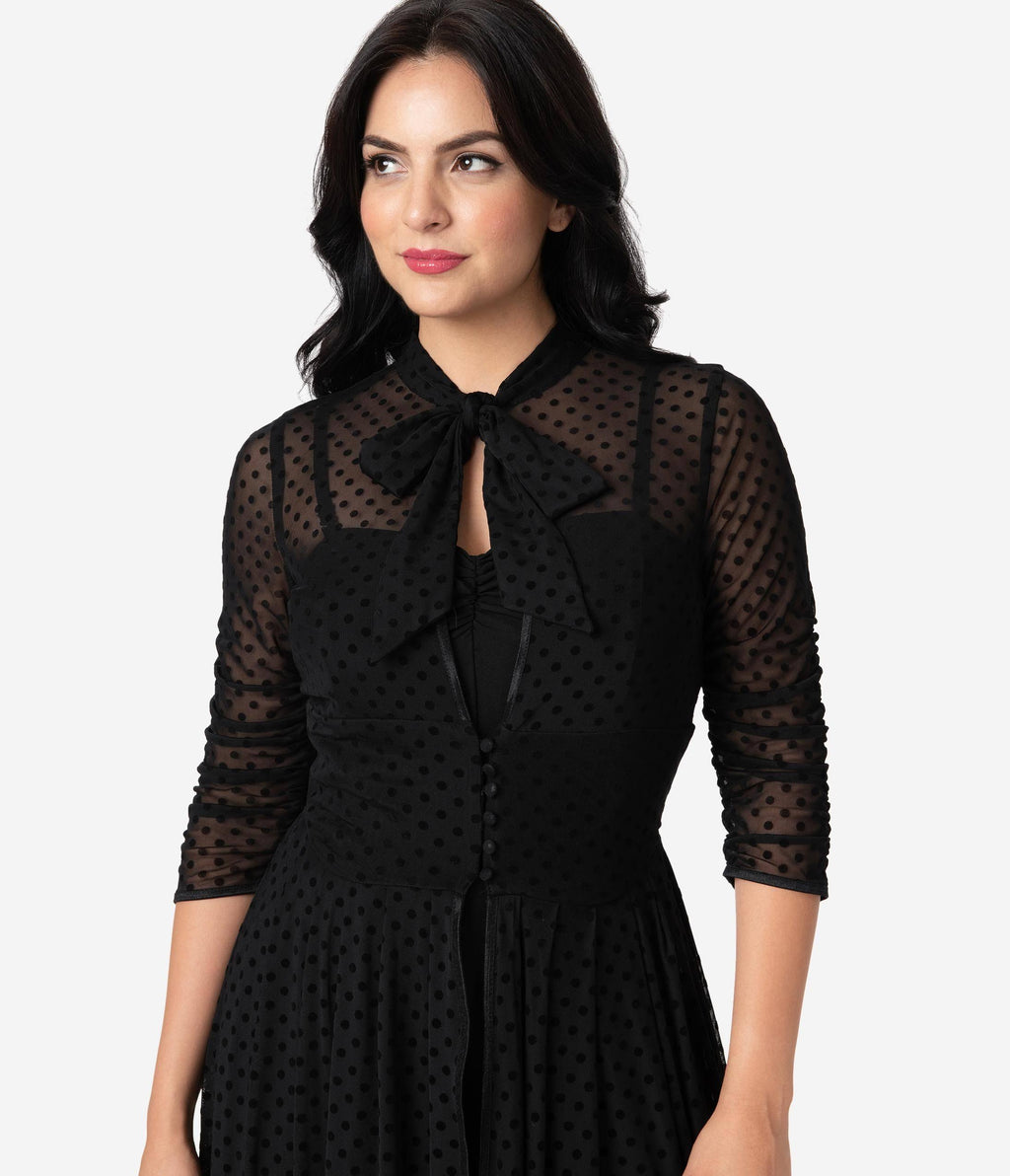 Black Swiss Dot Starlet Duster B366