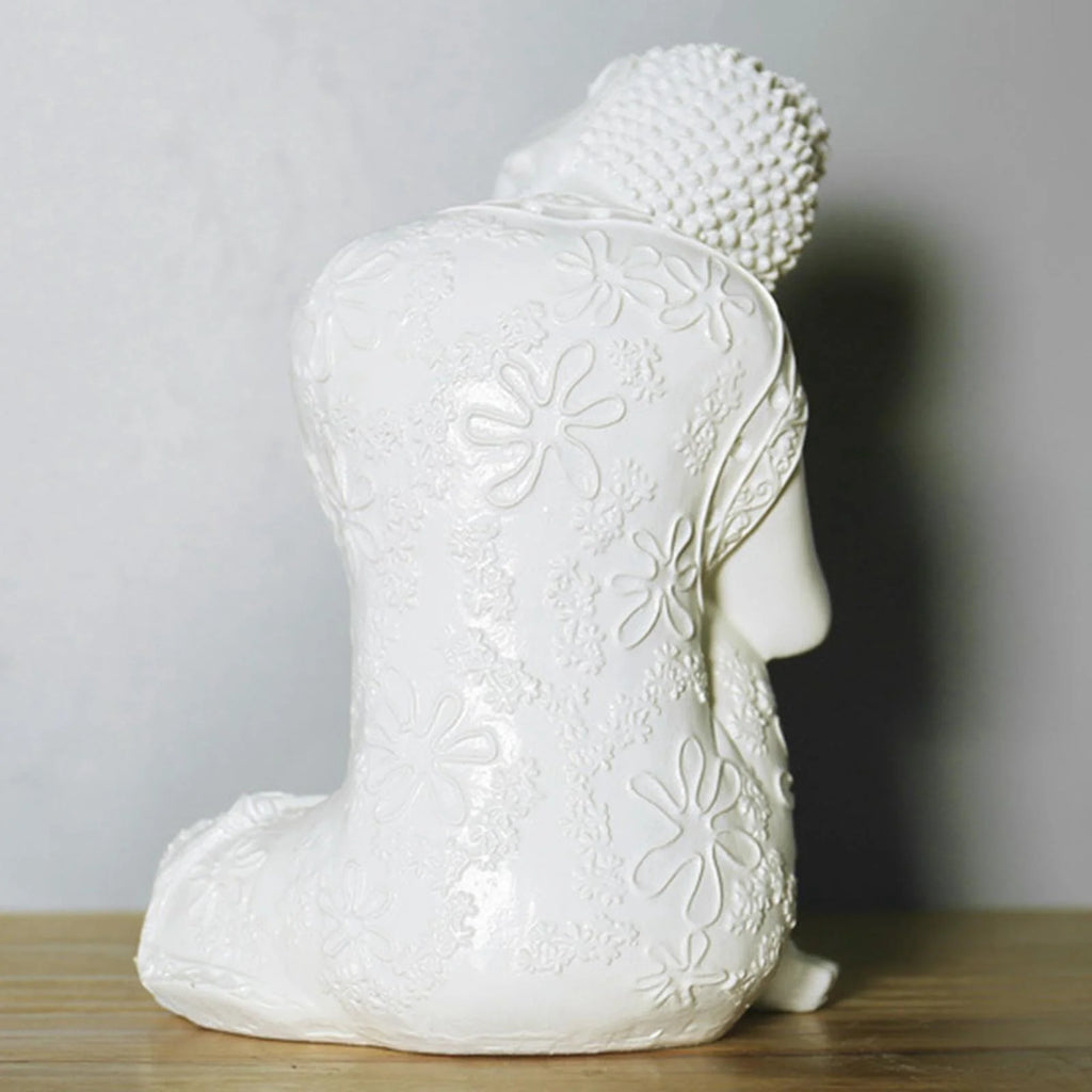 White 23cm Resin Sleeping Buddha Statue Sculpture A646