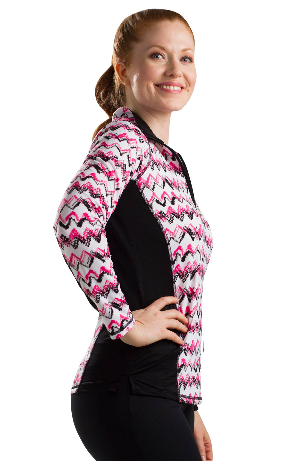 Zig Zag Pink Zip Mock W886373