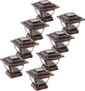 Bronze 8 Pack Solar LED Post Cap Light for 4x4 Wood Posts U725