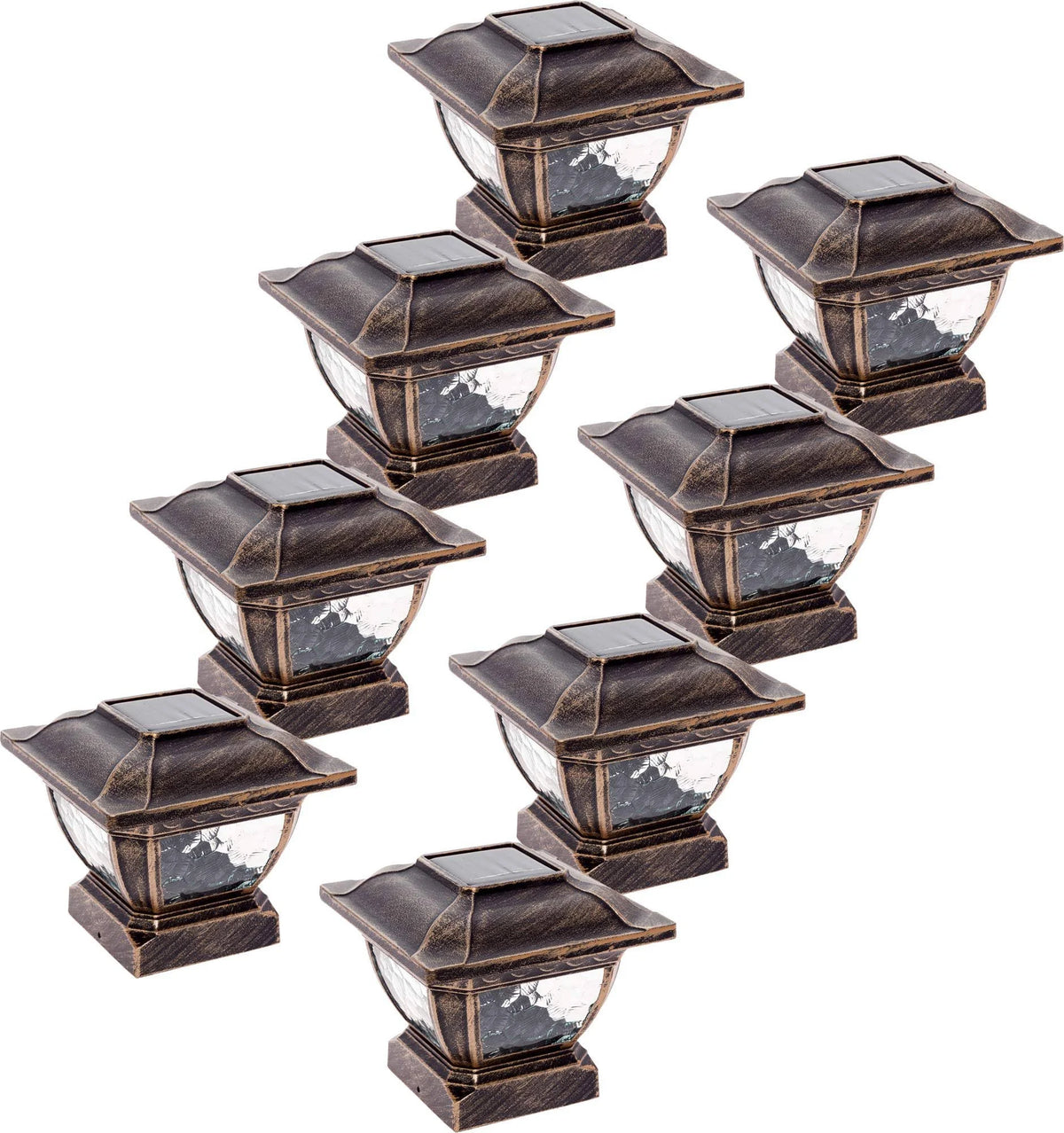 Bronze 8 Pack Solar LED Post Cap Light for 4x4 Wood Posts U725