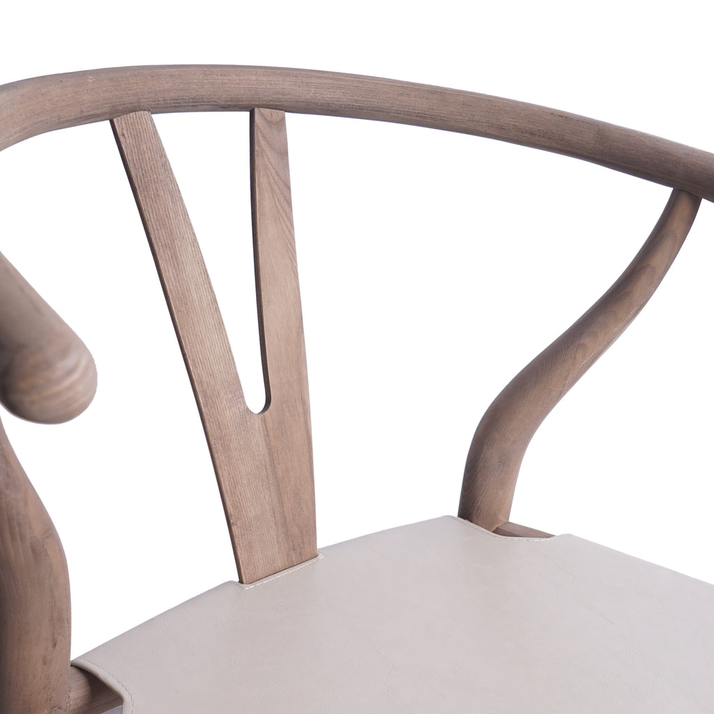 Tan Faux Leather and Wood Dining Chairs, Set of 4 C803