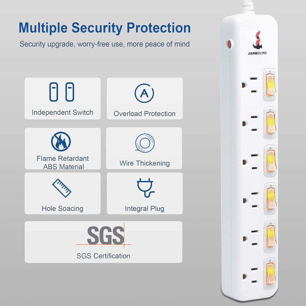 4 Outlets Surge Protector Power Strip with Individual Switch G496