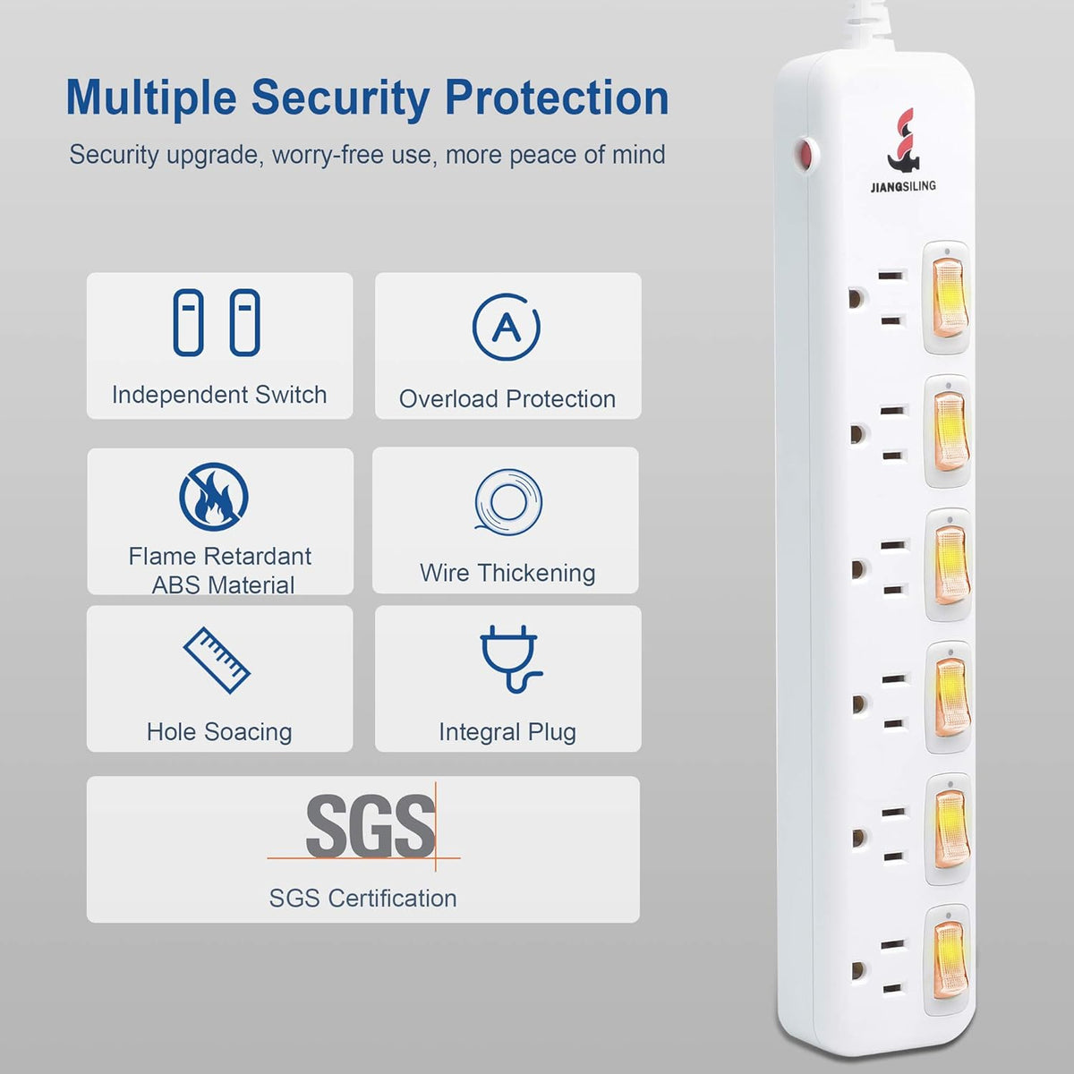 4 Outlets Surge Protector Power Strip with Individual Switch G496