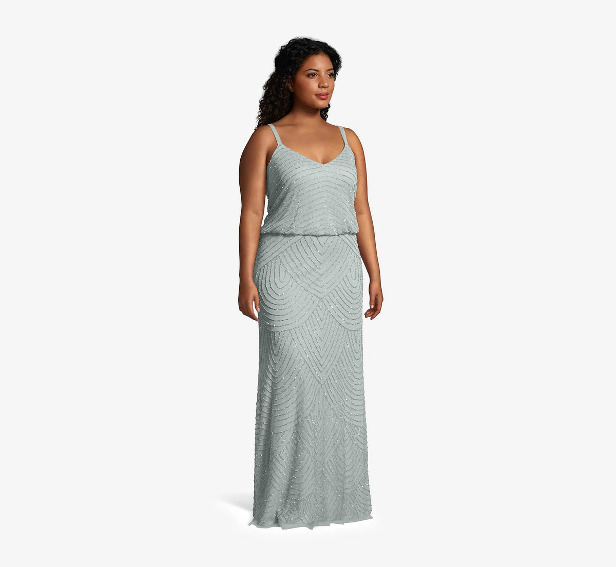 Green Beaded Blouson Gown V478590