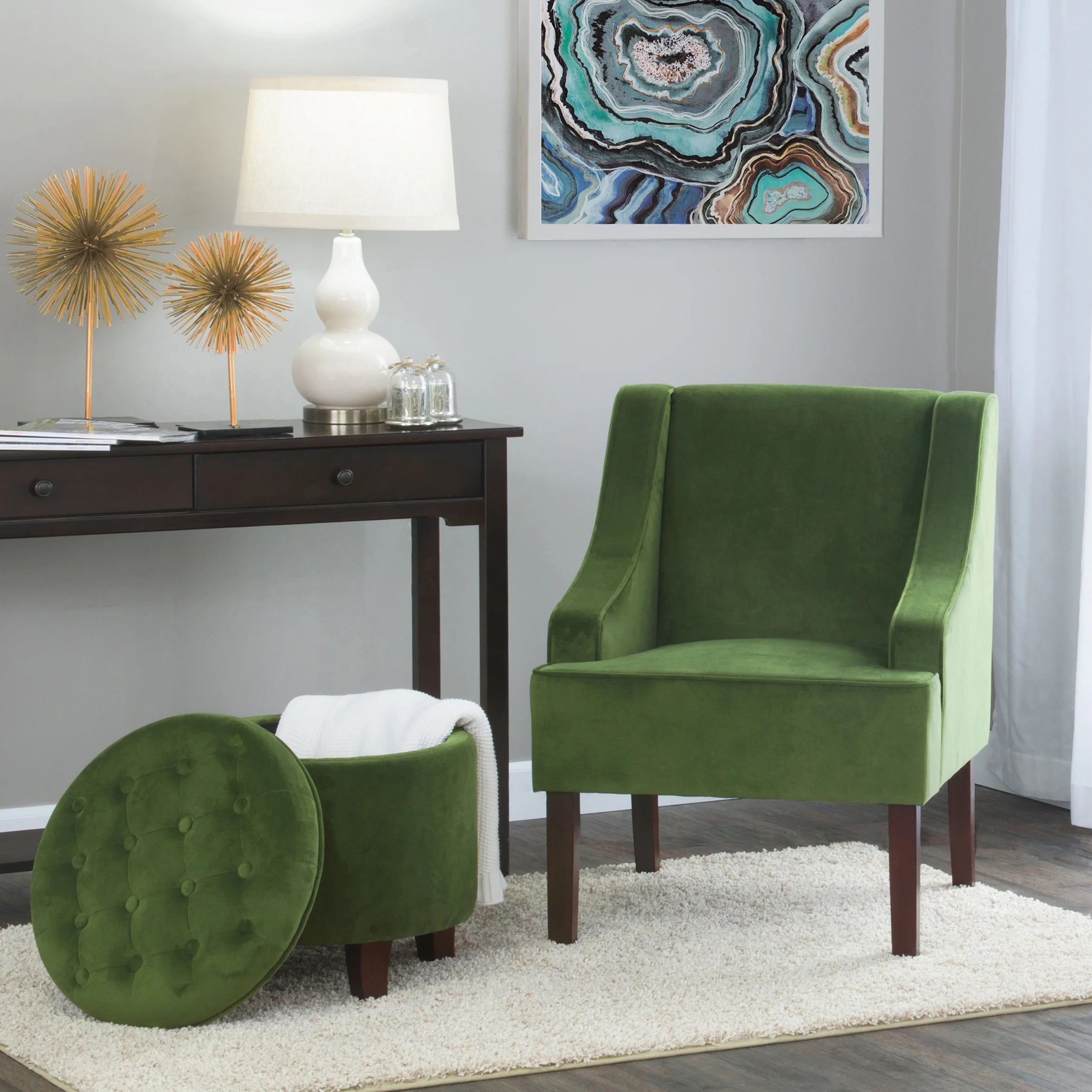 Velvet Swoop Arm Accent Chair Z17090
