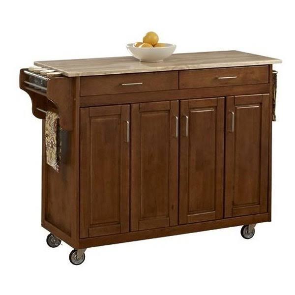 Wood Top Kitchen Cart in Cottage Oak Q726221
