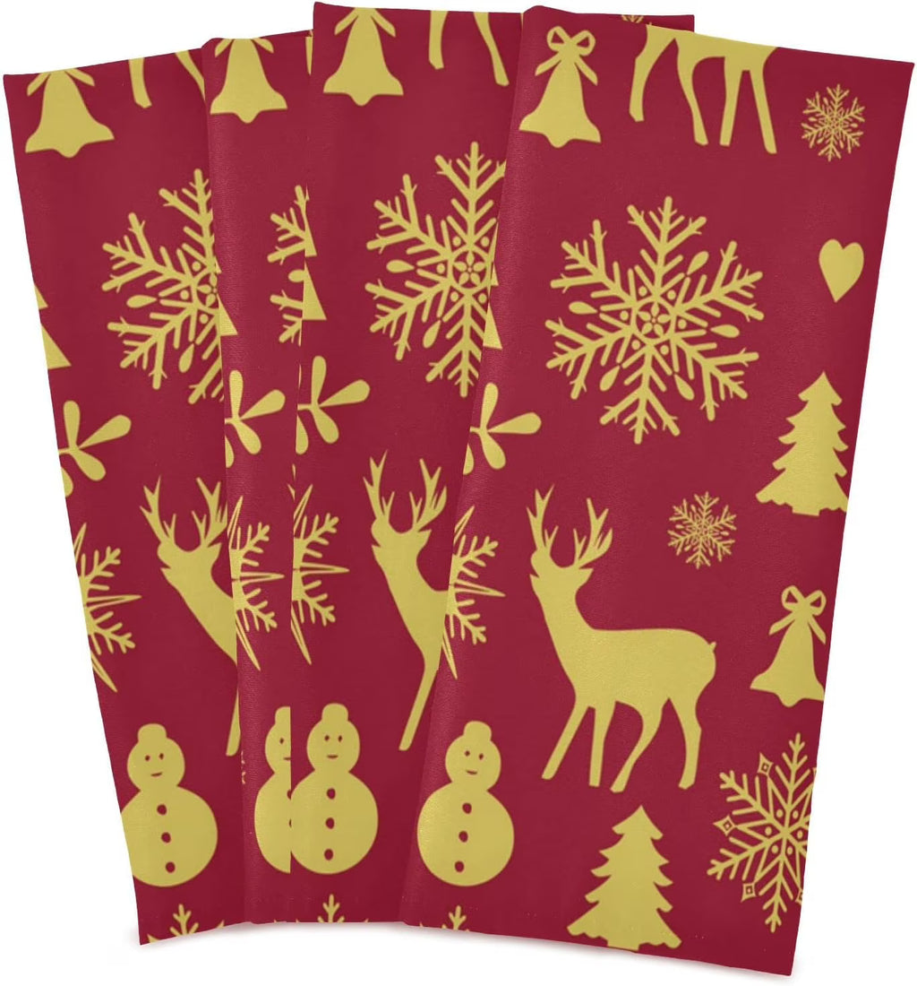 Reindeer Bells Snowflakes Kitchen Towels Set of 4 Ultra Absorbent 28'' x 18'' O397138