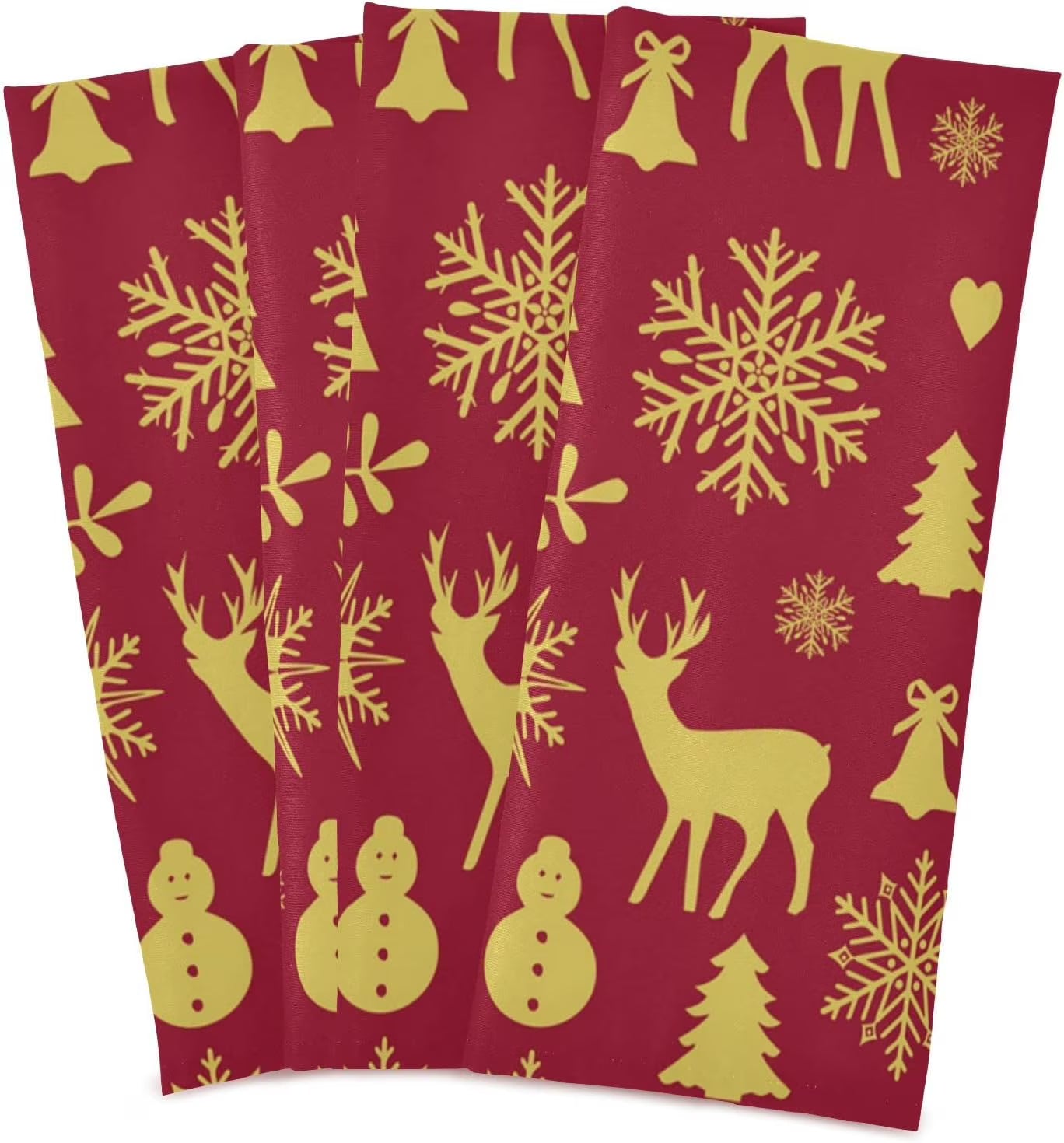 Reindeer Bells Snowflakes Kitchen Towels Set of 4 Ultra Absorbent 28'' x 18'' O397138