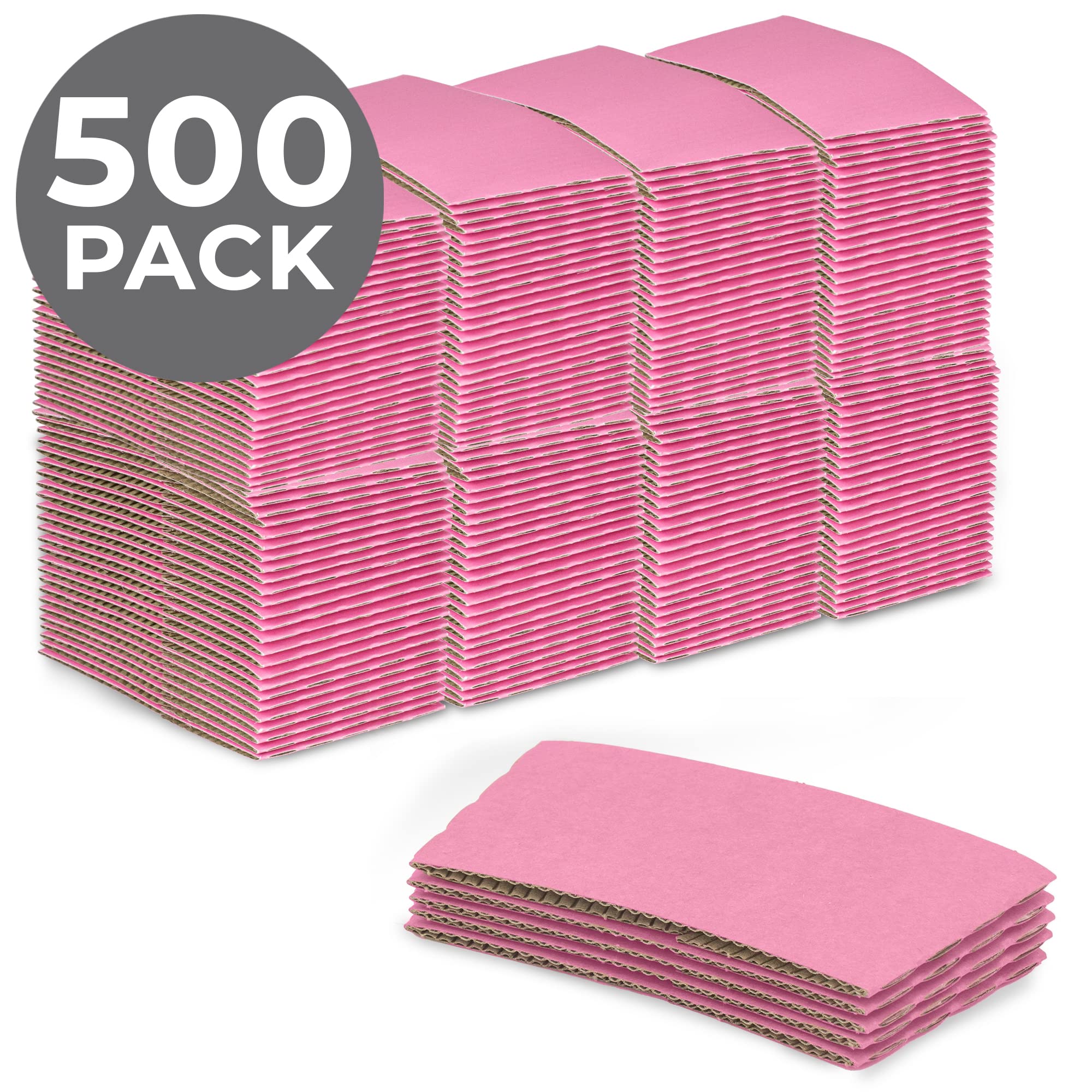 Pink Disposable Corrugated Cardboard Coffee Cup Sleeves, 500 Pack J900