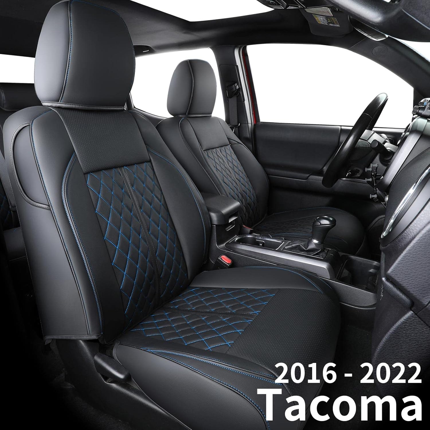 Black Water Proof Faux Leather Seat Covers for Tacoma Crew Cab T89329