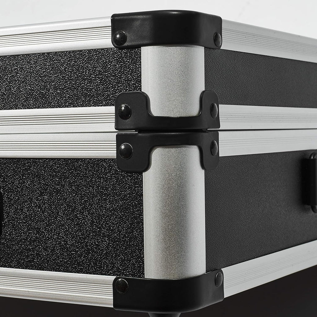 Barber Case Hair Kit Tool Box Organizer Black with Portable Handle and Secure Numlock, Aluminum Frame and Reinforced Fillet 21" x 13" x 4.5" U687