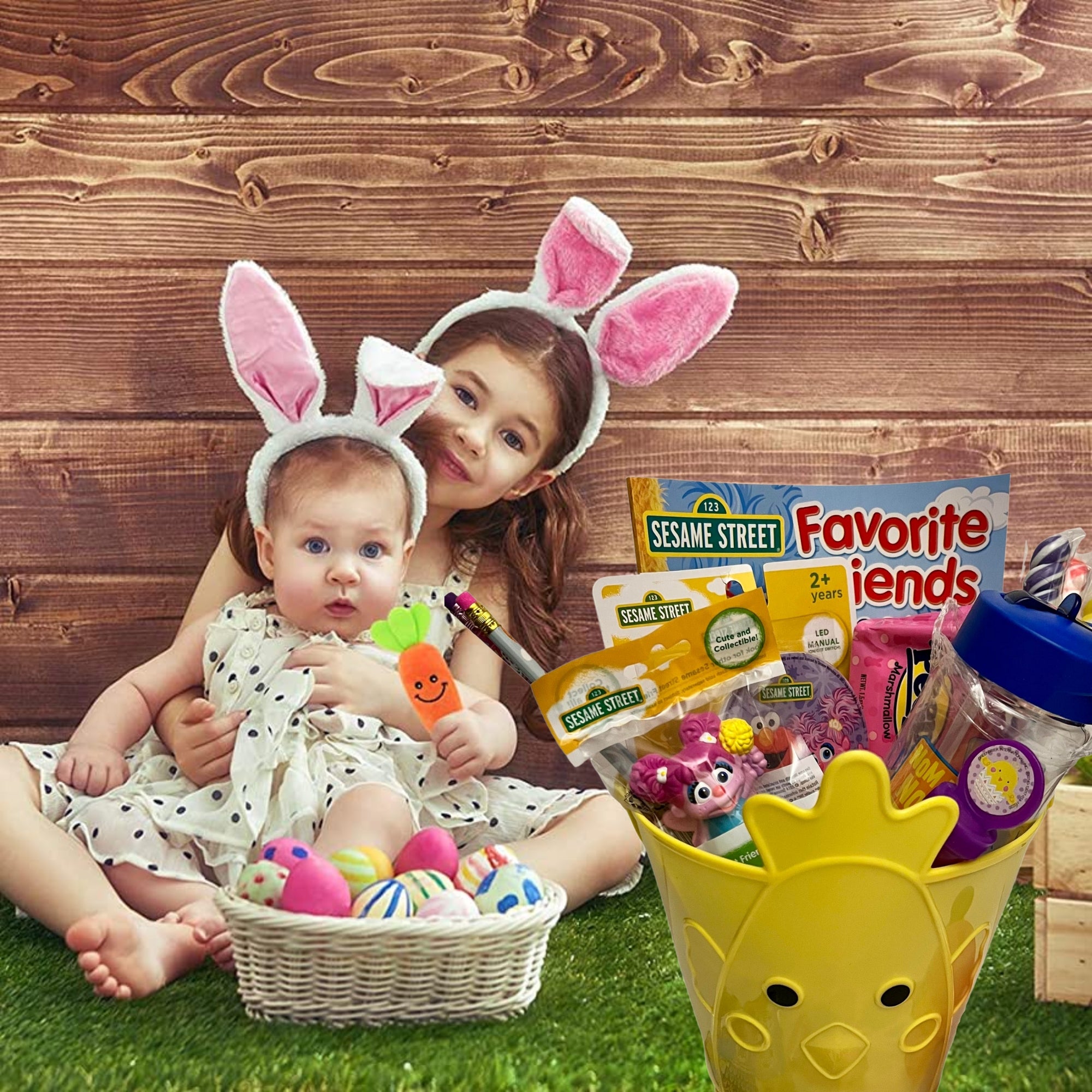 Sesame Street Easter Basket with Collectible Toy Tumbler Led Night Light Coloring Book Bubbles Candies A544404
