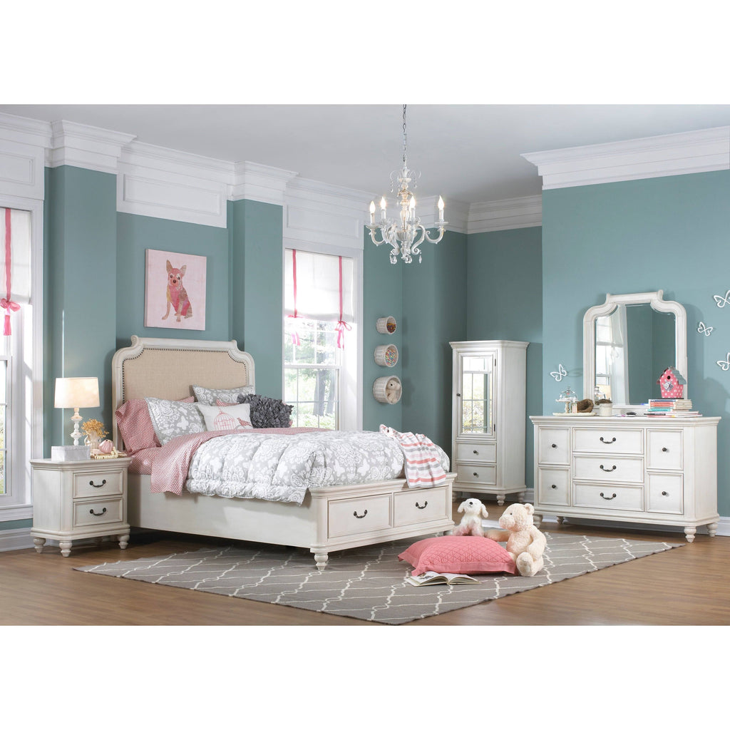 White Full Upholstered Youth Bed L872
