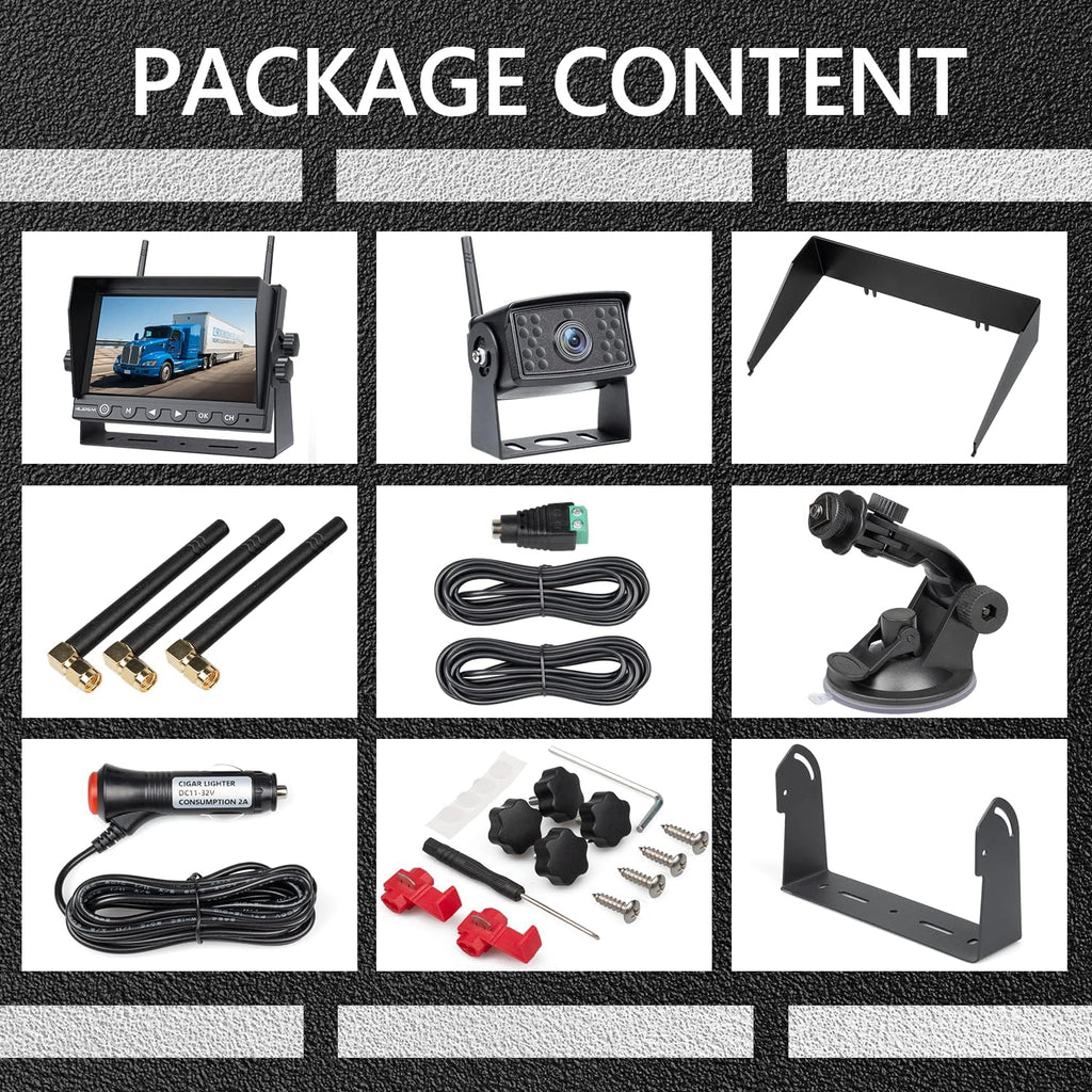 7 Inch Wireless Backup Camera HD 1080P DVR Rear View Observation System T2739