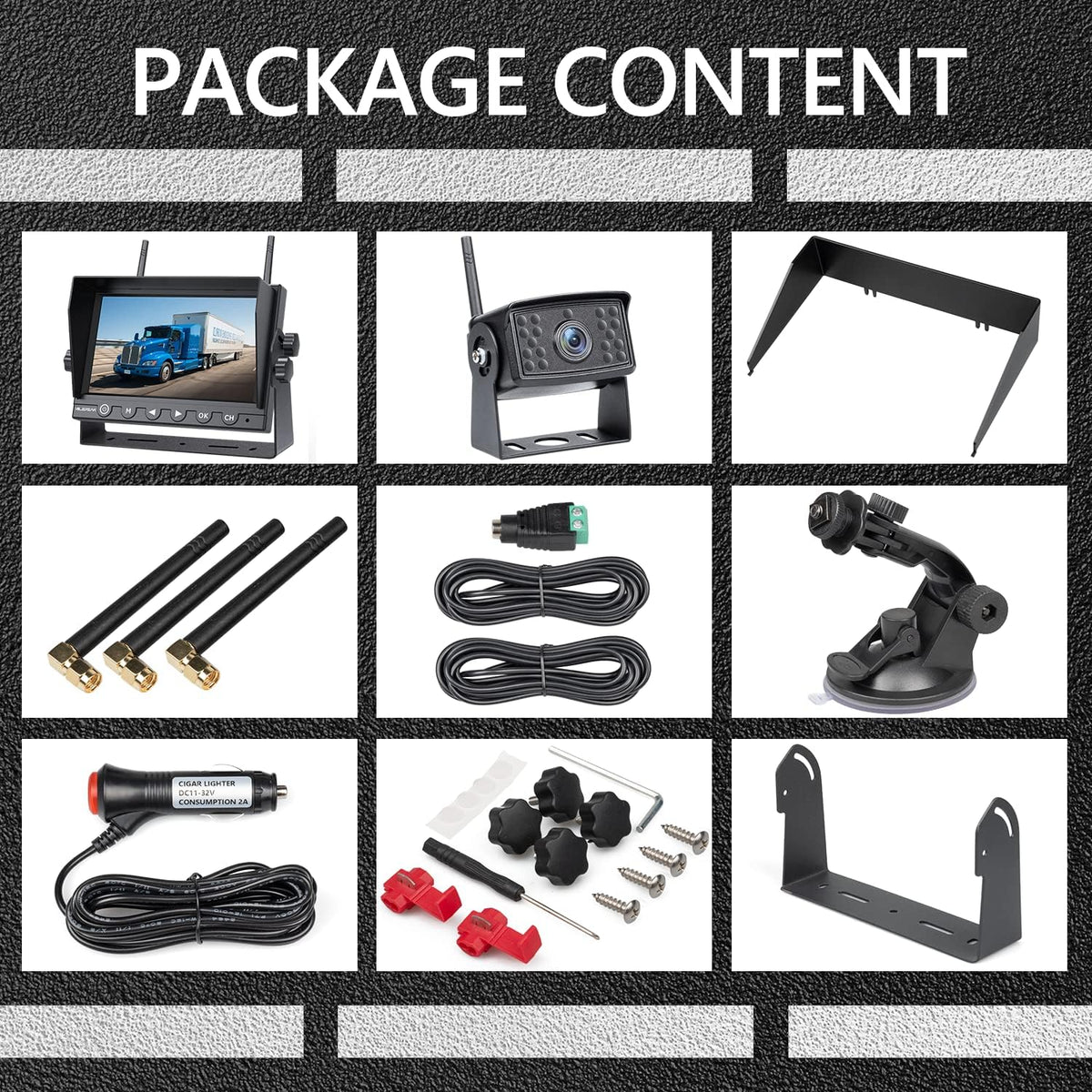 7 Inch Wireless Backup Camera HD 1080P DVR Rear View Observation System T2739