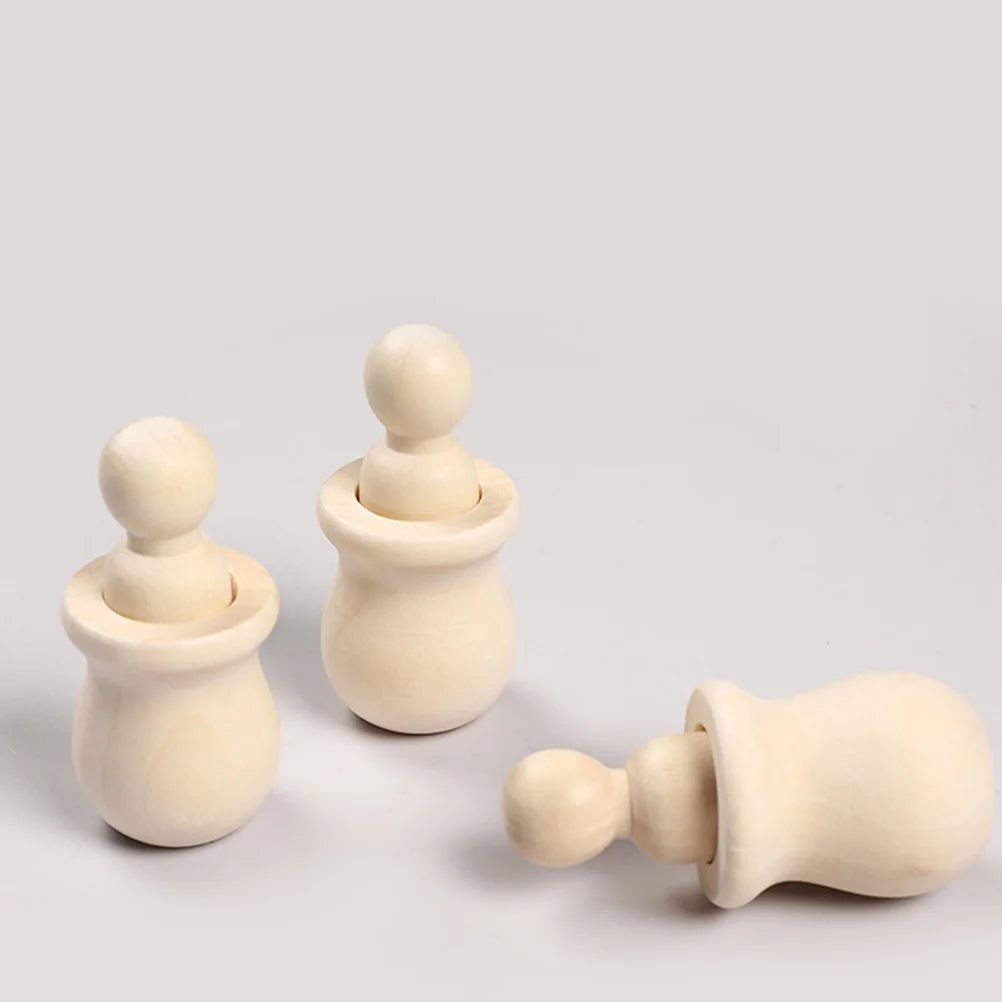 20pcs Unfinished Wood Peg Dolls with Nesting Cases S271144