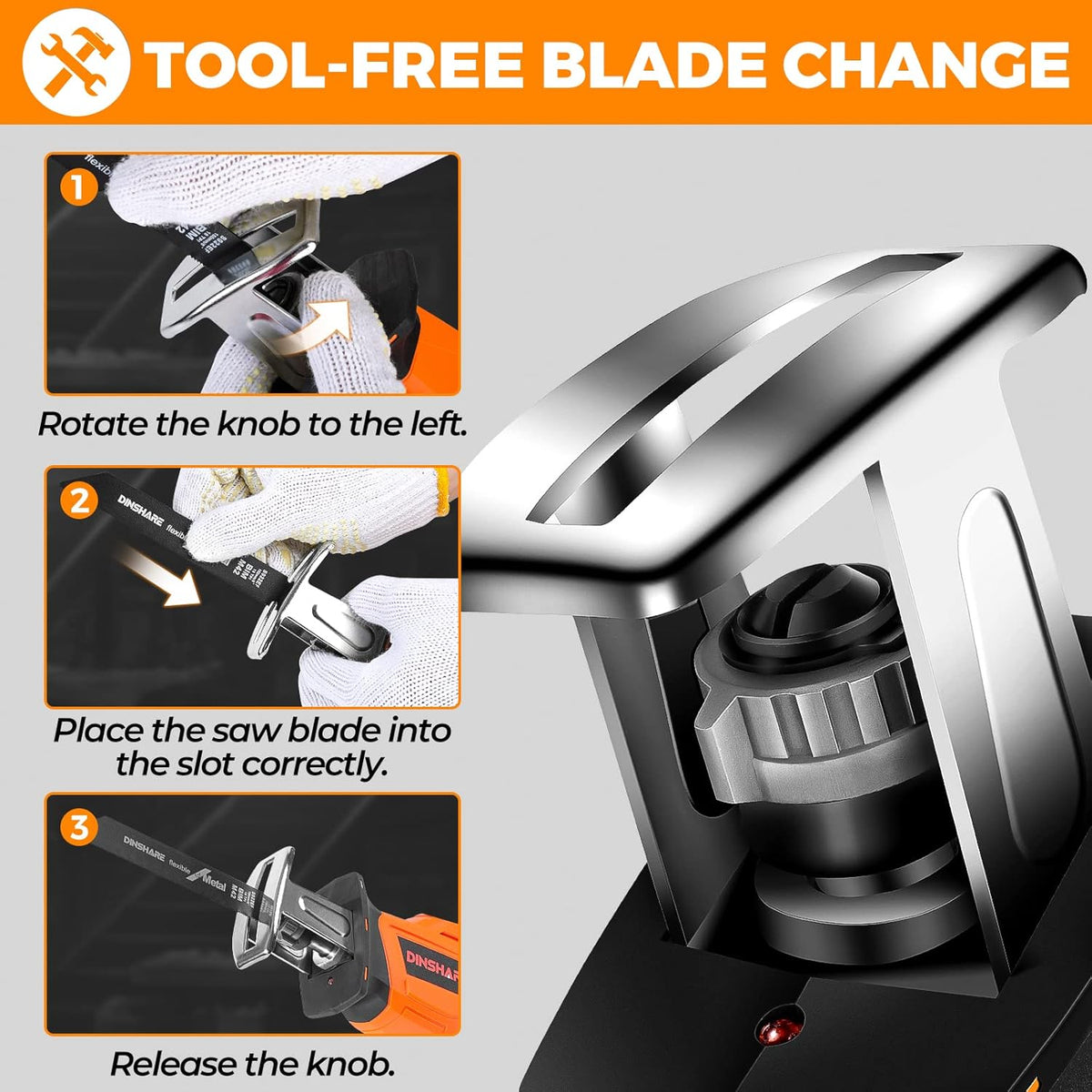 Cordless Reciprocating Saw, 20V 2.0Ah, 6 Saw Blades, Pack of 2 T62100