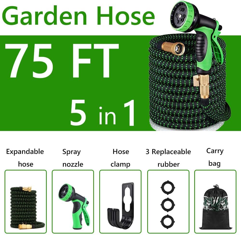 Expandable Garden Hose 75FT Pack of 2 with Spray Nozzle C435