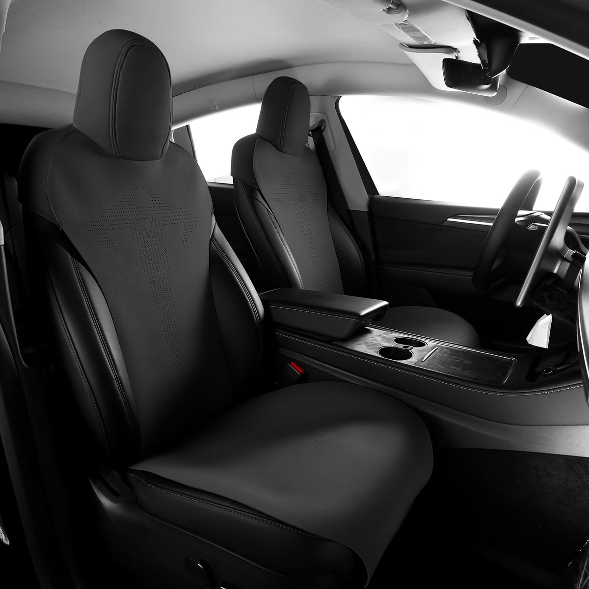 Black Suede Leather Seat Cover Cushions for Tesla Model 3 G409