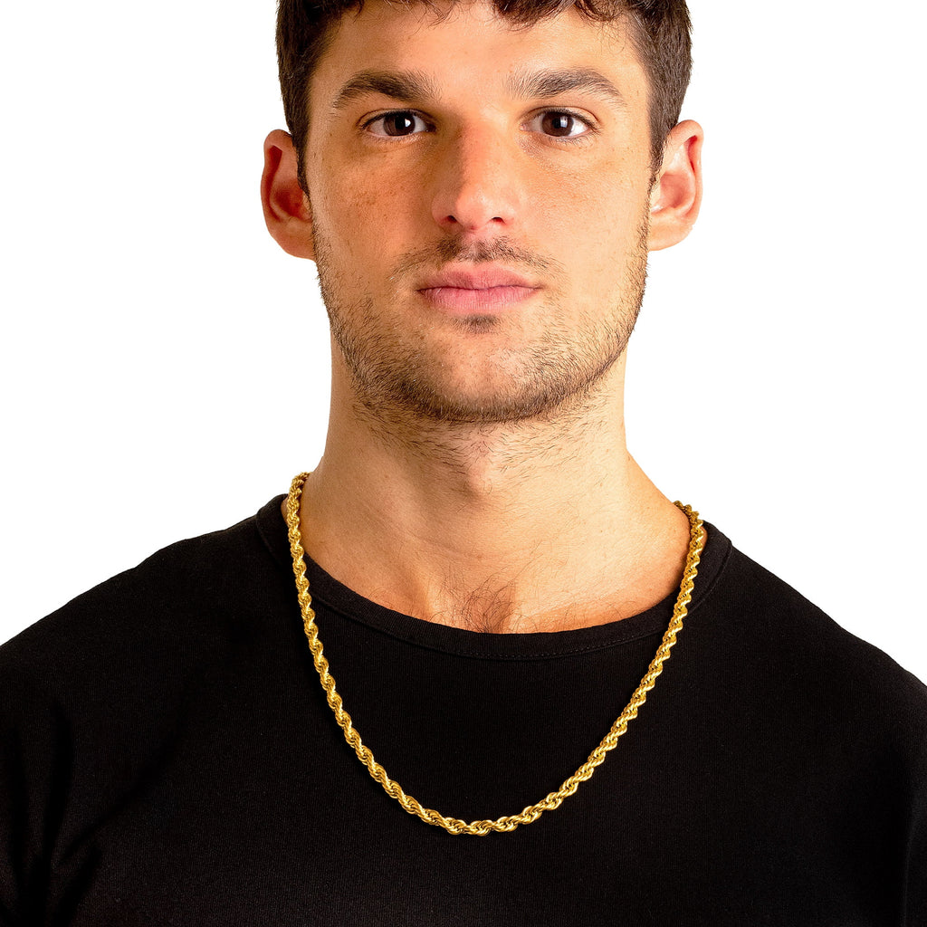Gold Plated Stainless Steel Rope Chain Necklace 6mm 26" B902