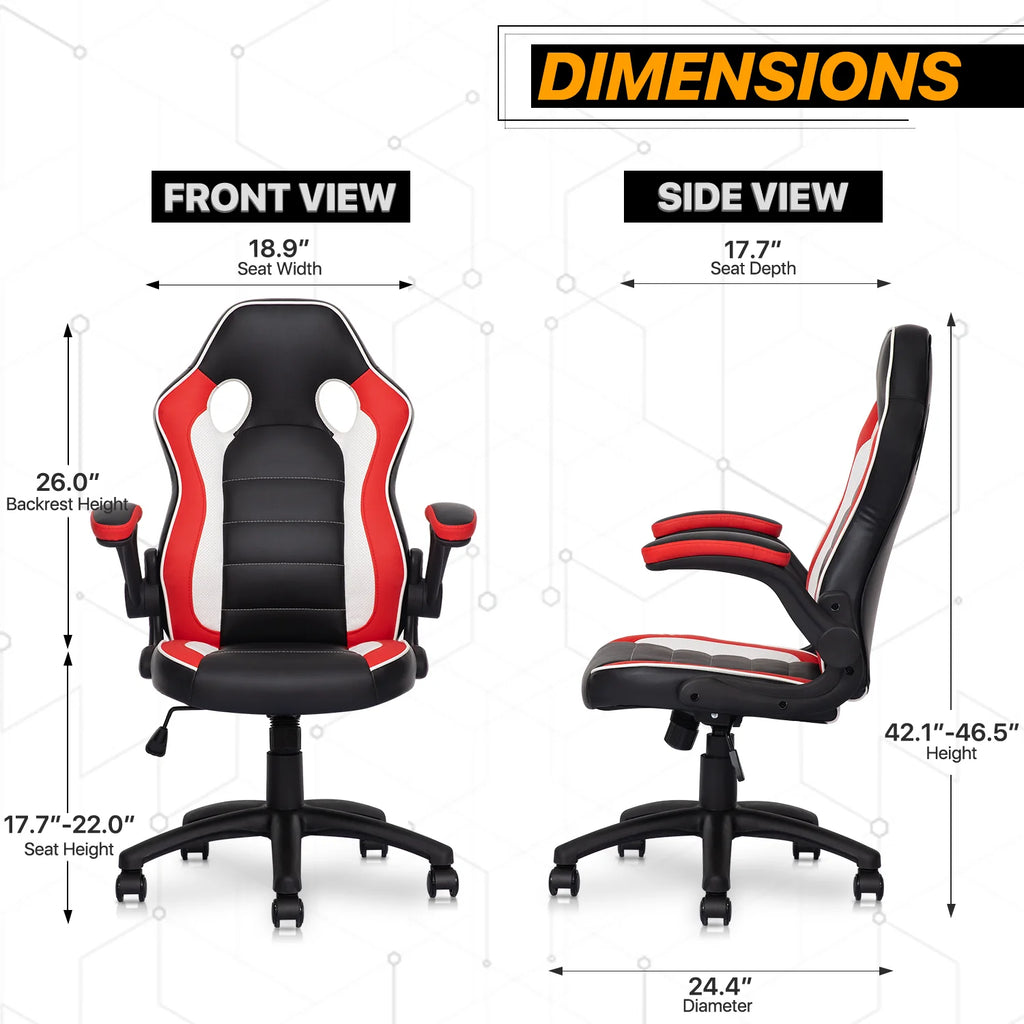 Red Leather High-Back Swivel Gaming Chair with PVC Mat C7728