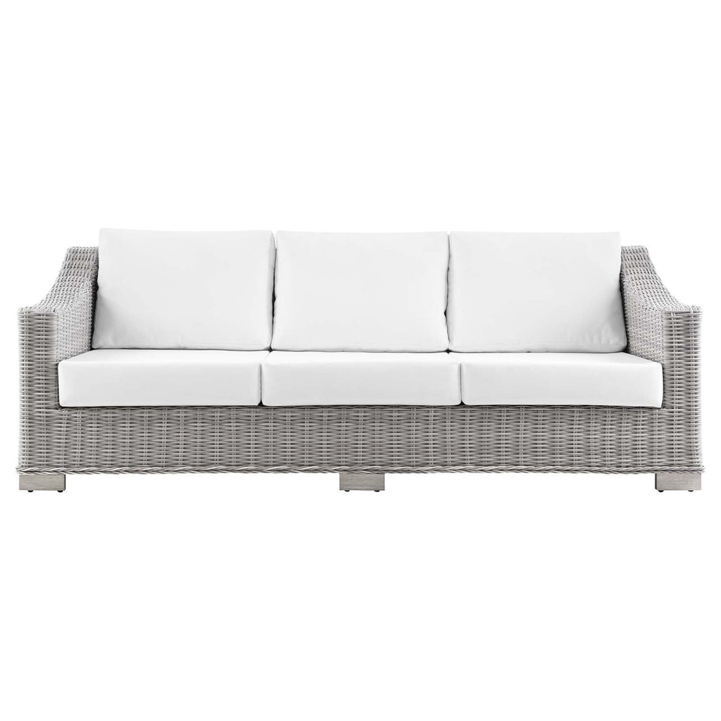 Light Gray Wicker Rattan Outdoor Sofa F516562