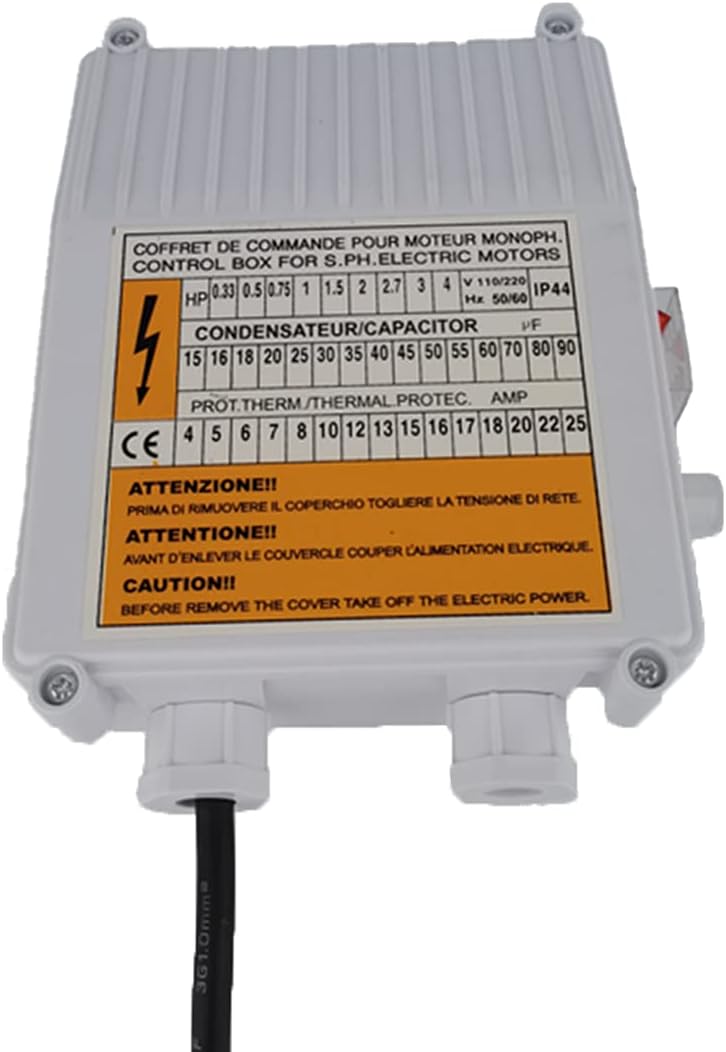 Well Pump Control Box 1.1KW 1.5HP 60uf 25A Capacitor Starter for Submersible Pump Pack of 2 S18062