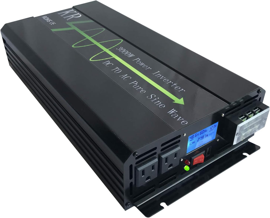 3000W Pure Sine Wave Power Inverter 48V DC to 110V 120V AC 60HZ with LCD Display Q723