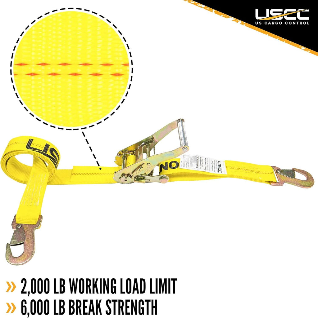 2 Inch x 12 Foot Ratchet Straps with Snap Hook, 4 Pack R896413