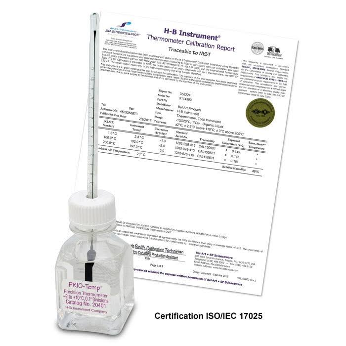 Oven Verification Thermometer with Calibration Report; 95 to 115C R31694