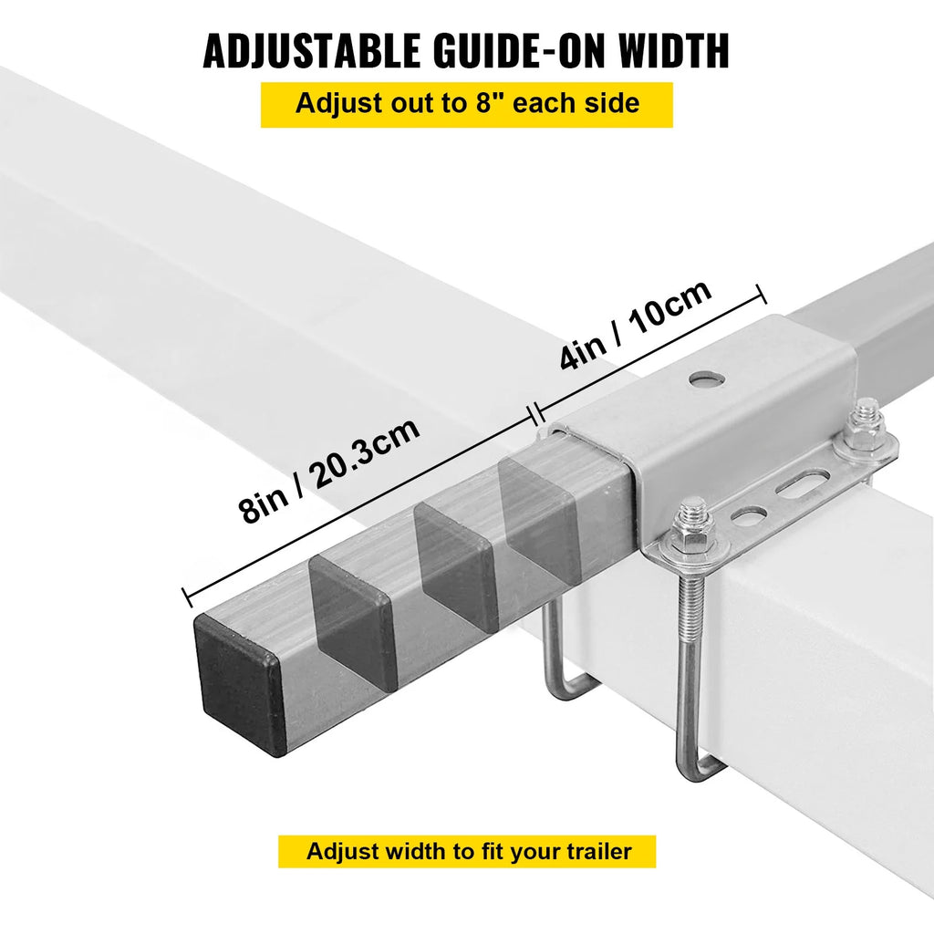 Galvanized Steel Boat Trailer Guide with Rubber Rollers, 15.6", One Pair I378434